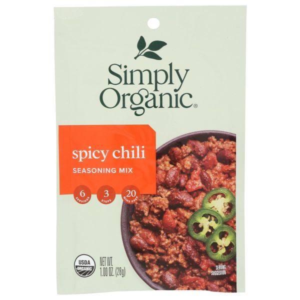 SIMPLY ORGANIC: Spicy Chili Seasoning Mix, 1 oz