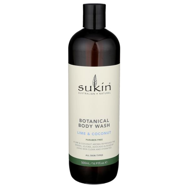 SUKIN: Lime and Coconut Botanical Body Wash, 16.9 fo
