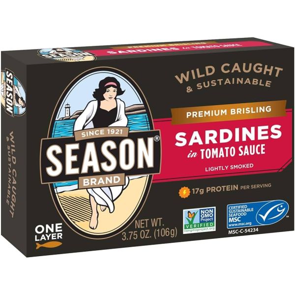 SEASONS: Brisling Sardines in Tomato Sauce, 3.75 oz