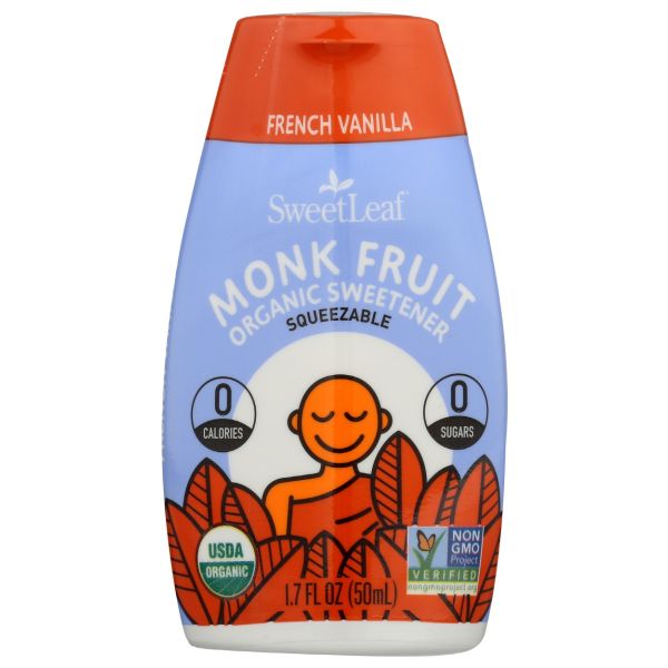 SWEETLEAF STEVIA: Monk Fruit Organic Sweetener French Vanilla Squeezable, 1.7 oz