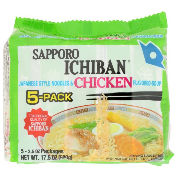 SAPPORO: Ichiban Chicken Noodles 5 Count, 17.5 oz
