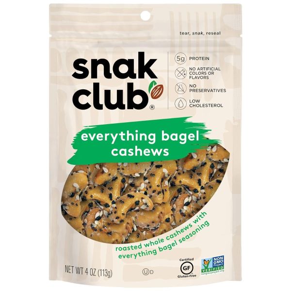 SNAK CLUB: Everything Bagel Cashews, 4 oz