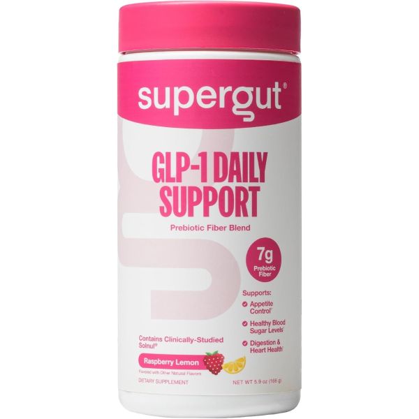 SUPERGUT: GLP 1 Raspberry Lemon Prebiotic Daily Support, 5.9 oz