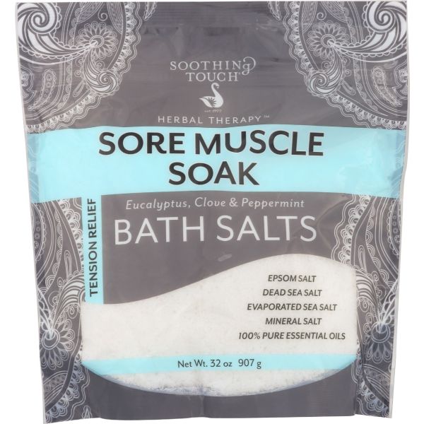 SOOTHING TOUCH: Sore Muscle Soak Bath Salts, 32 oz