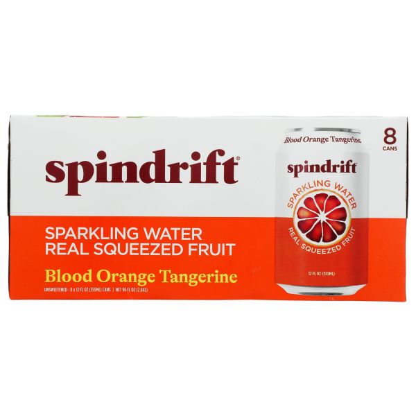 SPINDRIFT: Blood Orange Tangerine Sparkling Water 8 Count, 96 fo