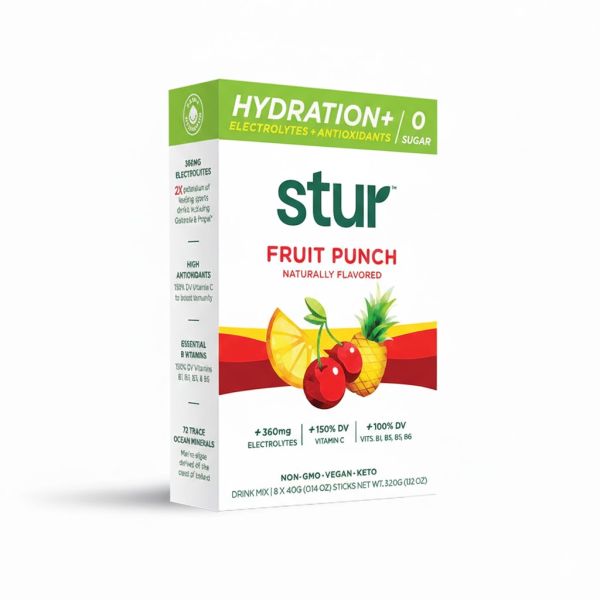 STUR: Fruit Punch Hydration Drink Mix 8 Count, 1.12 oz