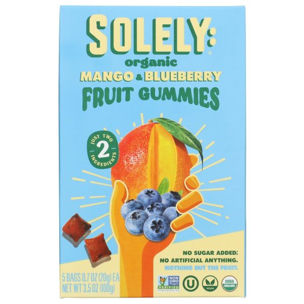 SOLELY: Organic Mango Blueberry Whole Fruit Gummies, 3.5 oz