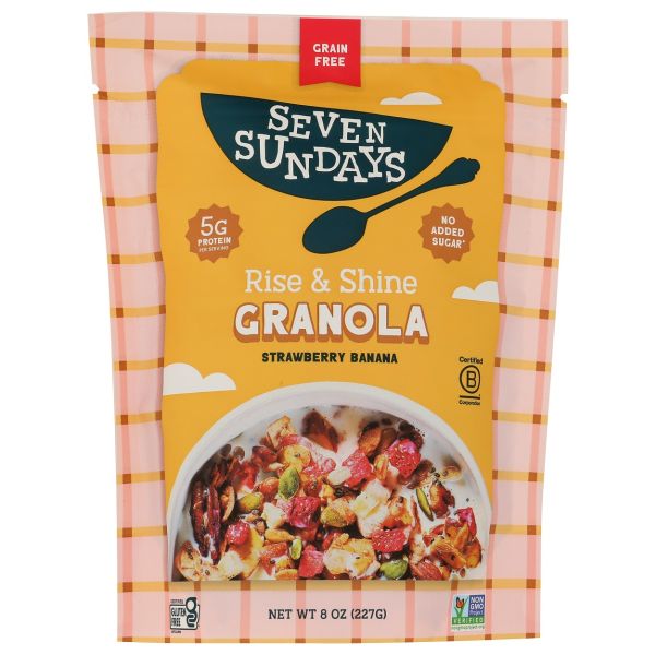 SEVEN SUNDAYS: Rise and Shine Strawberry Banana Grain Free Granola, 8 oz