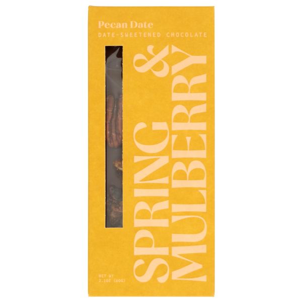 SPRING AND MULBERRY: Pecan Date Dark Chocolate Bar, 2.1 oz