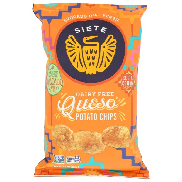 SIETE: Kettle Cooked Queso Potato Chips, 5.5 oz