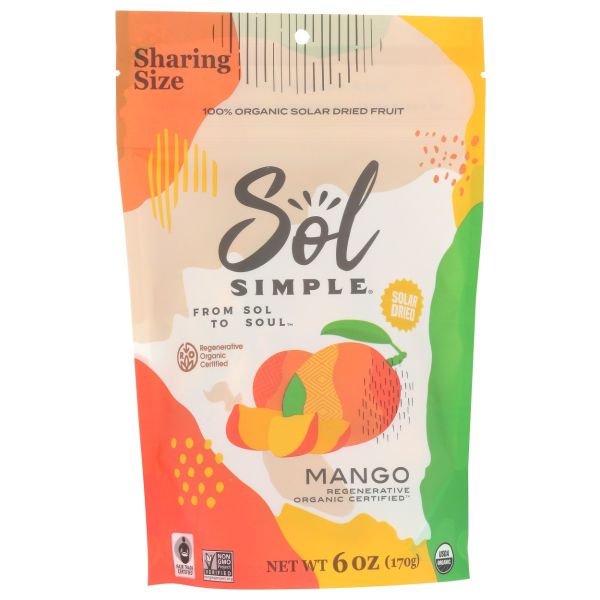 SOL SIMPLE: Organic Solar Dried Mango, 6 oz