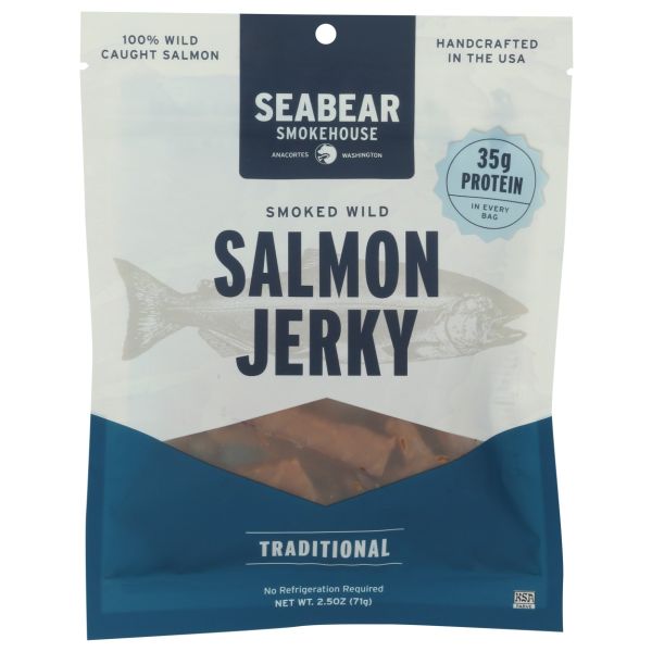 SEABEAR SMOKEHOUSE: Traditional Wild King Salmon Jerky, 2.5 oz