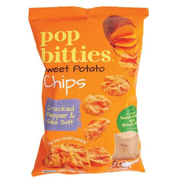 POP BITTIES: Sweet Potato Chips Cracked Pepper and Sea Salt, 3.5 oz