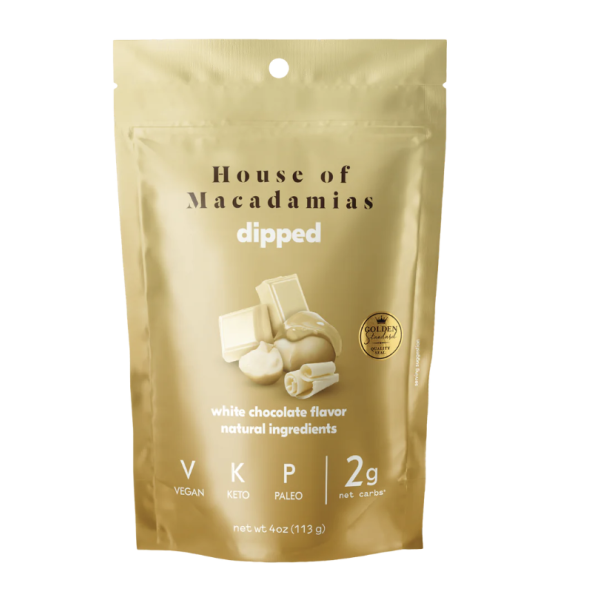 HOUSE OF MACADAMIAS: Nuts Dip White Chocolate, 4 oz
