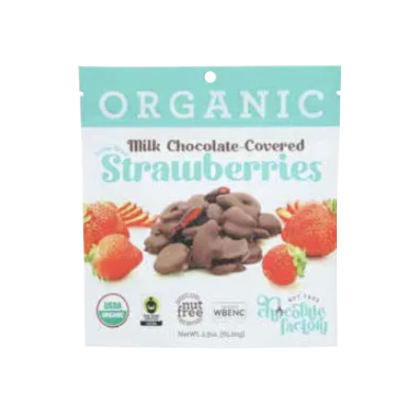 NUT FREE CHOCOLATE FACTORY: Choc Mlk Cvrd Straw Org, 2.3 oz