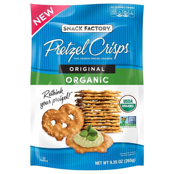 SNACK FACTORY: Organic Original Pretzel Crisps, 9.35 oz