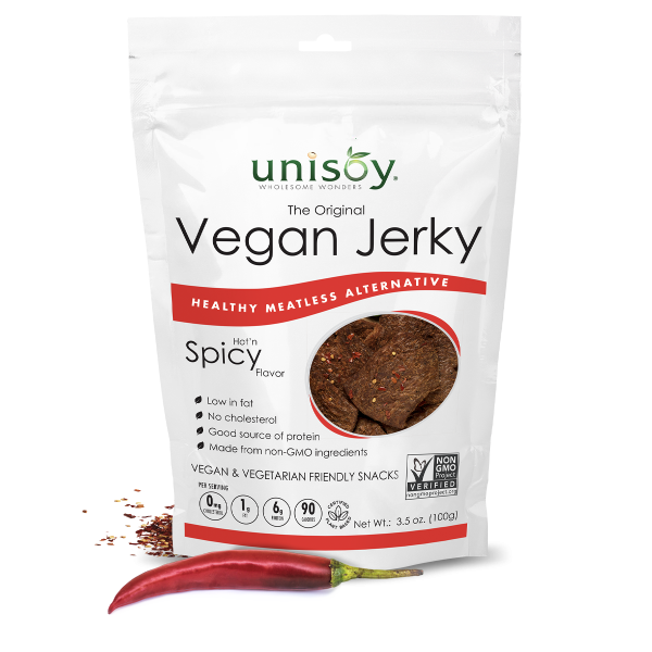 UNISOY: Jerky Vegan Spicy, 3.5 oz