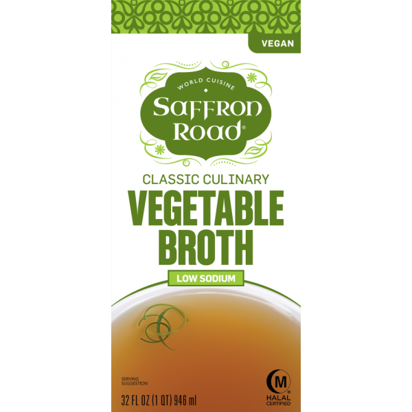 SAFFRON ROAD: Classic Culinary Vegetable Broth Low Sodium, 32 oz