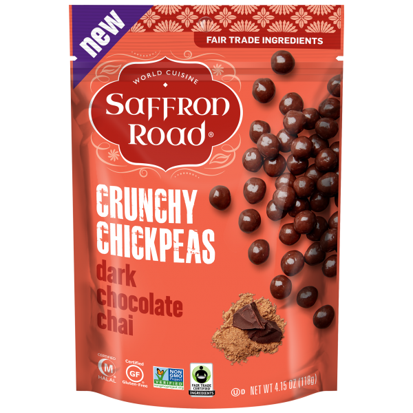 SAFFRON ROAD: Dark Chocolate Chai Crunchy Chickpeas, 4.15 oz