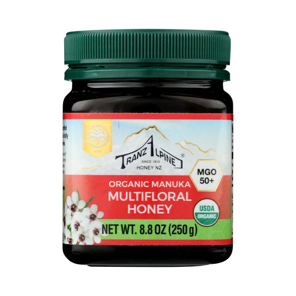 TRANZALPINE: Organic Manuka Multifloral Honey MGO 50+, 8.8 oz
