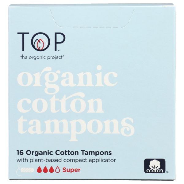 TOP THE ORGANIC: Organic Cotton Tampons Super, 16 ea