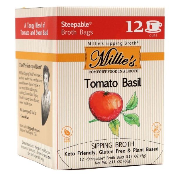MILLIE'S SIPPING BROTH: Tomato Basil Sipping Broth, 12 ct