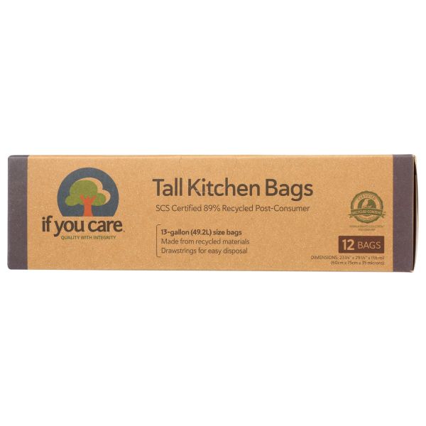 IF YOU CARE: 13 Gallon Recycled Trash Bags, 12 bg