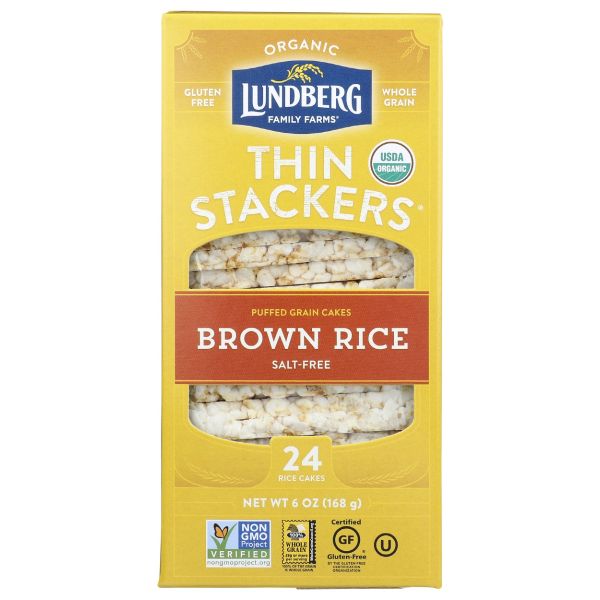 LUNDBERG: Organic Thin Stackers Salt Free, 6 oz