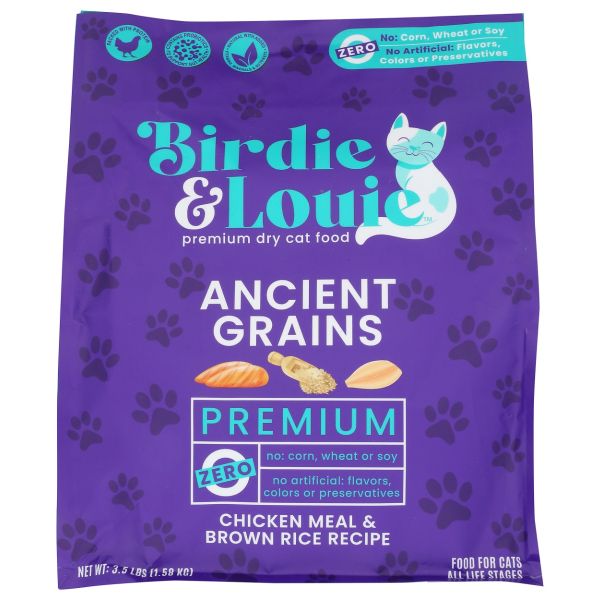 BIRDIE & LOUIE: Chicken Meal and Brown Rice Recipe Dry Cat Food, 3.5 lb 