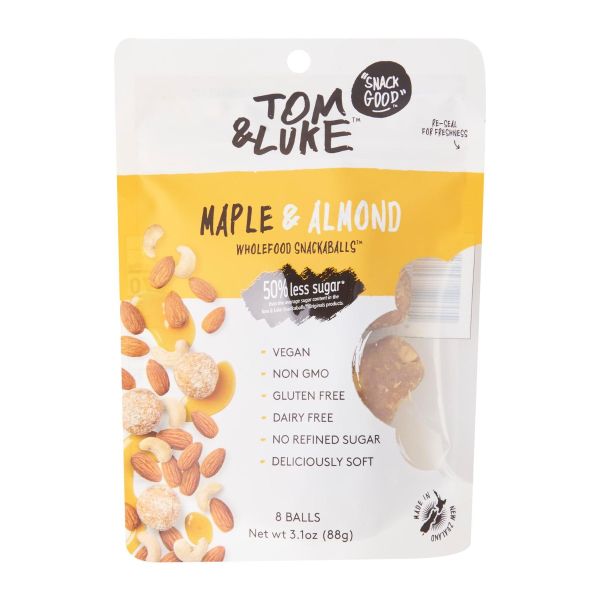 TOM AND LUKE: Maple Almond Snackaballs, 3.1 oz
