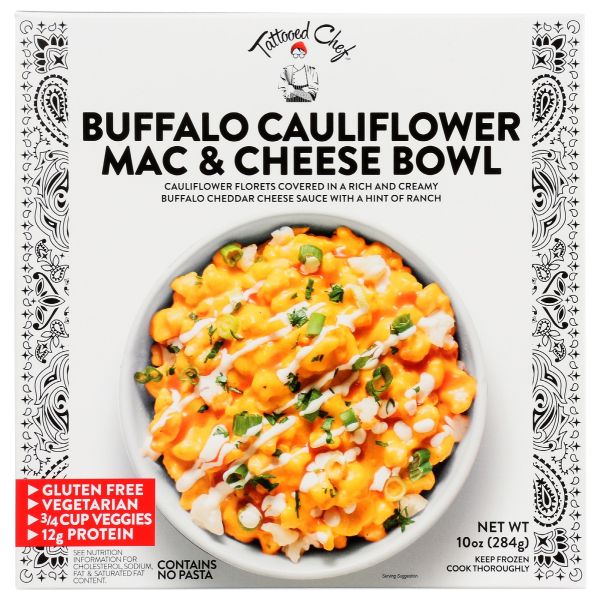 TATTOOED CHEF: Buffalo Cauliflower Mac Cheese Bowl, 10 oz