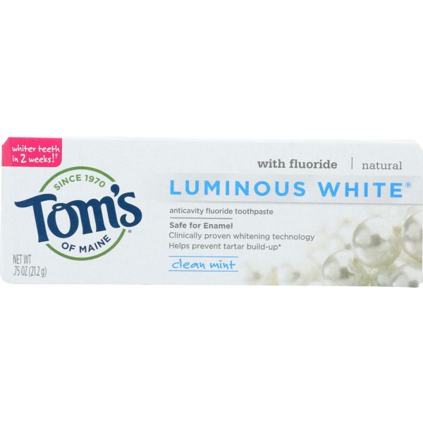 TOMS OF MAINE: Luminous White Clean Mint Toothpaste, 0.75 oz
