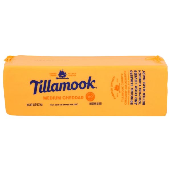 TILLAMOOK: Medium Cheddar Cheese Loaf, 5 lb