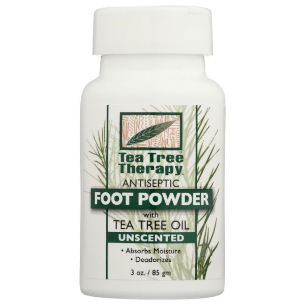 TEA TREE THERAPY: Antiseptic Foot Powder Unscented, 3 oz