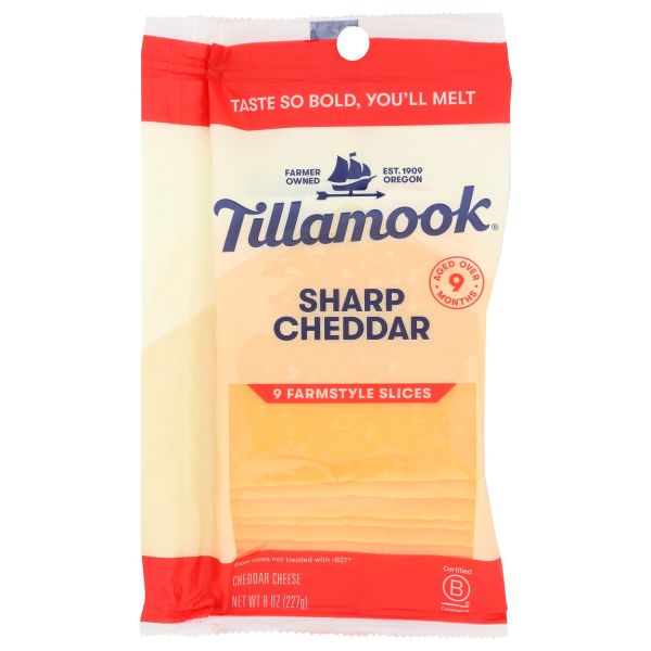 TILLAMOOK: Farmstyle Slices Sharp Cheddar, 8 oz