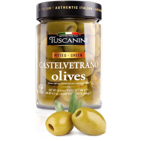 TUSCANINI: Pitted Green Castelvetrano Olives, 10.58 oz