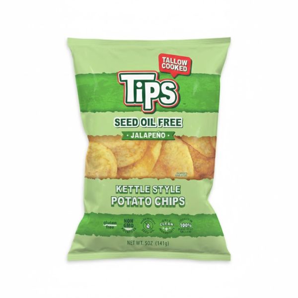 TIPS: Jalapeno Potato Chips Seed Oil Free, 5 oz