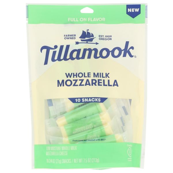 TILLAMOOK: Whole Milk Mozzarella Portions 10 Count, 7.5 oz
