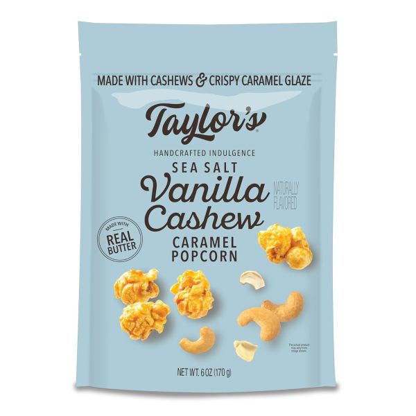 TAYLORS: Sea Salt Vanilla Cashew Caramel Popcorn, 6 oz