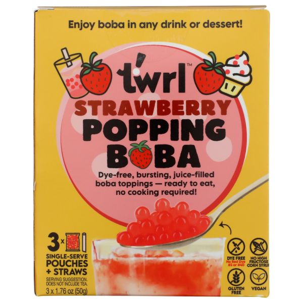 TWRL MILK TEA: Strawberry Popping Boba 3 Count, 5.5 oz
