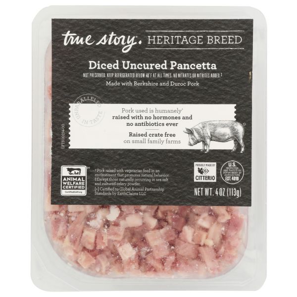 TRUE STORY: Diced Uncured Pancetta, 4 oz