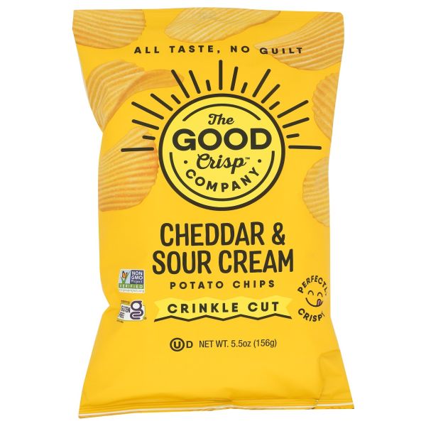 THE GOOD CRISP COMPANY: Crinkle Cut Cheddar Sour Cream Chips, 5.5 oz