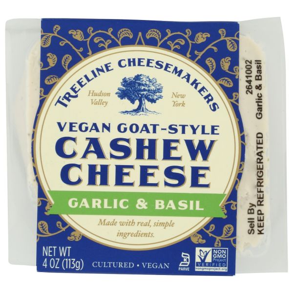 TREELINE: Garlic and Basil Vegan Goat Style Cashew Cheese, 4 oz