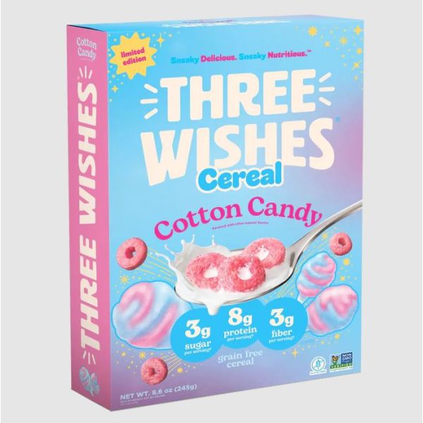 THREE WISHES: Cotton Candy Cereal, 8.6 oz