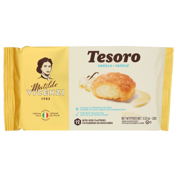 VICENZI: Tesoro Vanilla Cookies Puff, 3.53 oz