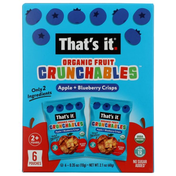 THATS IT: Apple Blueberry Crisps Fruit Crunchables 6 Count, 2.1 oz