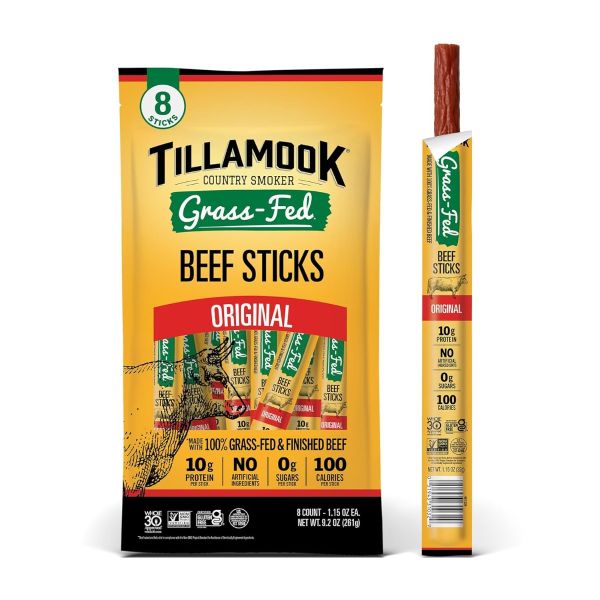 TILLAMOOK COUNTRY SMOKER: Grass Fed Original Beef Stick 8 Count, 9.2 oz