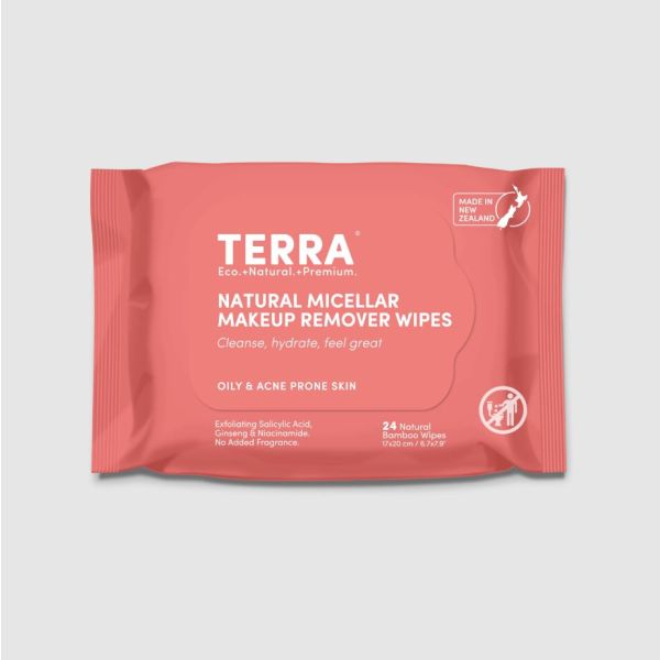 TERRA: Oily and Acne Prone Skin Makeup Remover Wipes, 24 pk