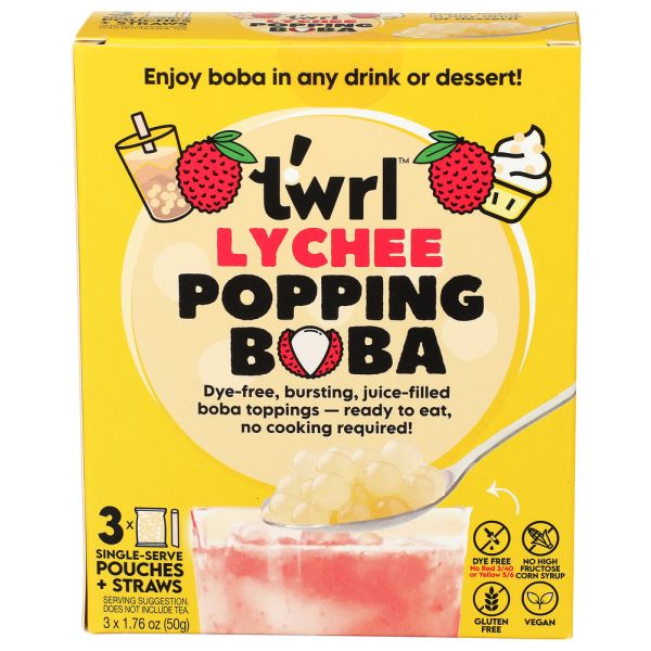 TWRL MILK TEA: Lychee Popping Boba 3 Count, 5.5 oz