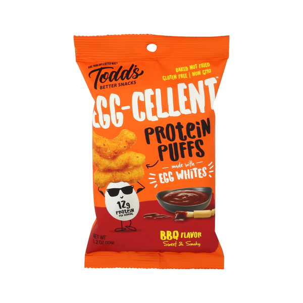 TODDS BETTER SNACKS: Sweet and Smoky Bbq Eggcellent Protein Puffs, 33 gm